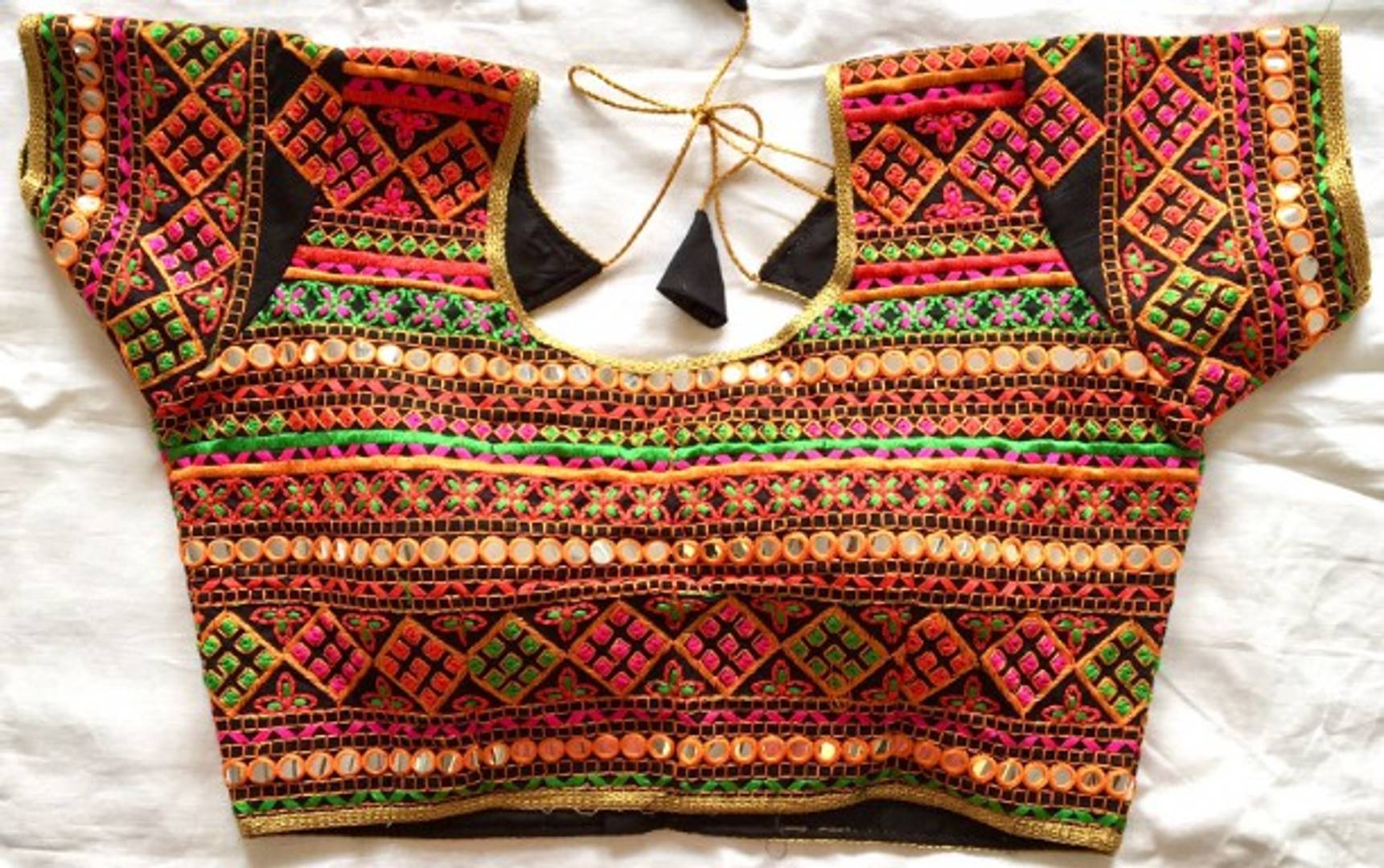 Women Silk Blend Mirror Work Design Blouse